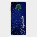 Glitter Customize Glass Case Cover Blue For Redmi Note 9 Pro