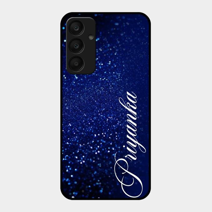 Glitter Customize Glass Case Cover Blue For Samsung Galaxy A25 5G