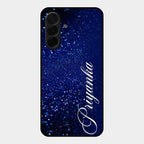 Glitter Customize Glass Case Cover Blue For Samsung Galaxy A36 5G