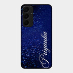 Glitter Customize Glass Case Cover Blue For Samsung Galaxy A55 5G