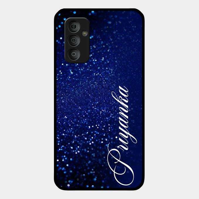 Glitter Customize Glass Case Cover Blue For Samsung Galaxy F23 5G