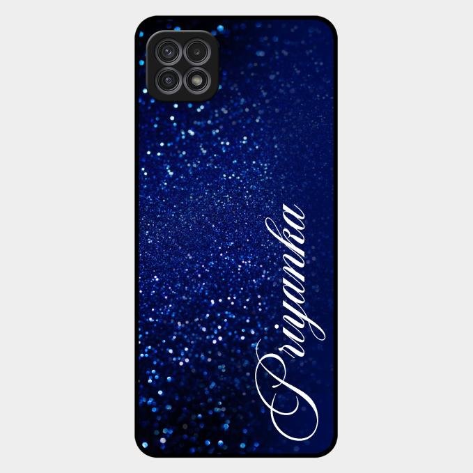Glitter Customize Glass Case Cover Blue For Samsung Galaxy F42 5G