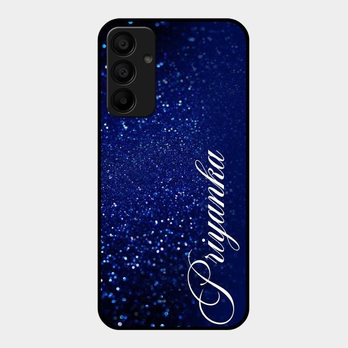 Glitter Customize Glass Case Cover Blue For Samsung Galaxy M15 5G