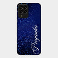 Glitter Customize Glass Case Cover Blue For Samsung Galaxy M33 5G