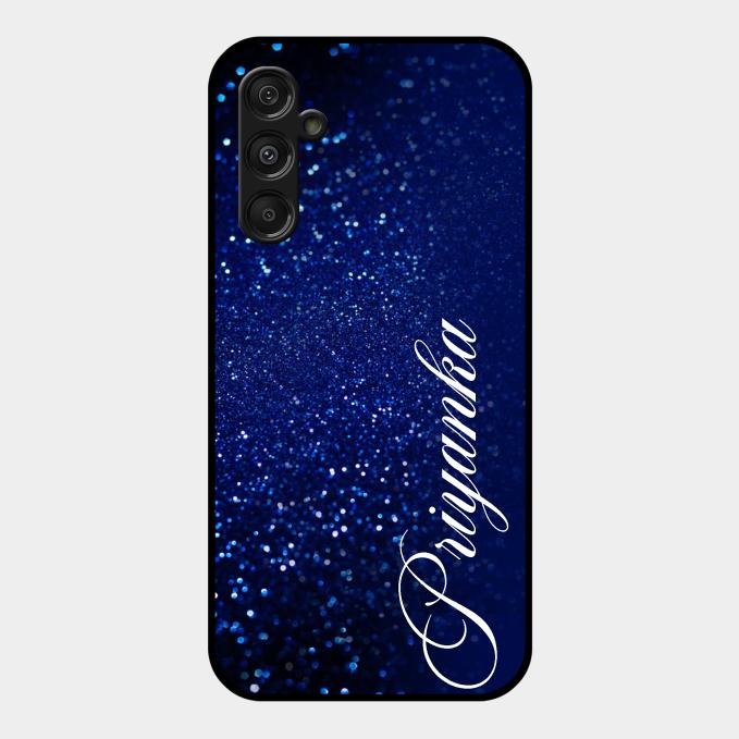 Glitter Customize Glass Case Cover Blue For Samsung Galaxy M34 5G