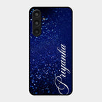 Glitter Customize Glass Case Cover Blue For Samsung Galaxy M35 5G
