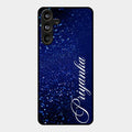 Glitter Customize Glass Case Cover Blue For Samsung Galaxy M55 5G