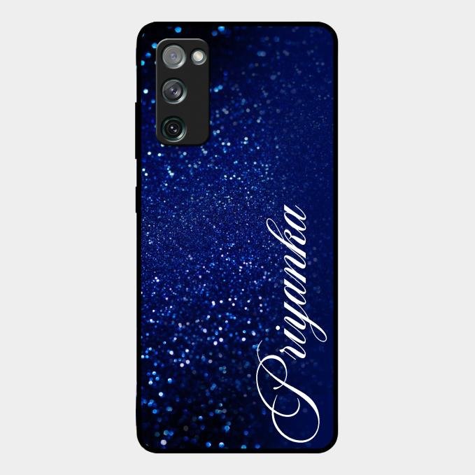 Glitter Customize Glass Case Cover Blue For Samsung Galaxy S20 Fe 5G