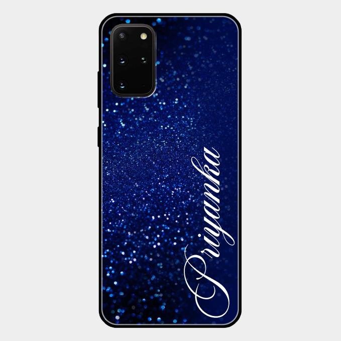 Glitter Customize Glass Case Cover Blue For Samsung Galaxy S20 Plus