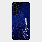 Glitter Customize Glass Case Cover Blue For Samsung Galaxy S23 5G