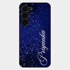 Glitter Customize Glass Case Cover Blue For Samsung Galaxy S23 Plus 5G
