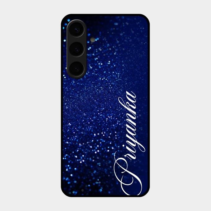 Glitter Customize Glass Case Cover Blue For Samsung Galaxy S24 Plus 5G