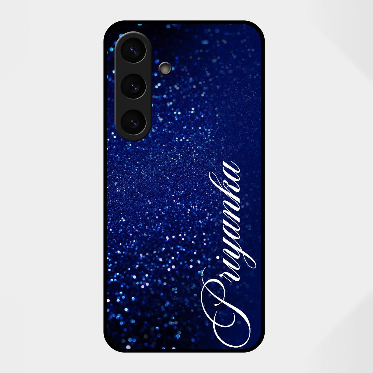 Glitter Customize Glass Case Cover Blue For Samsung Galaxy S25 FE 5G