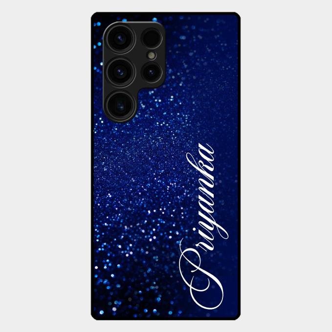 Glitter Customize Glass Case Cover Blue For Samsung Galaxy S25 Ultra 5G