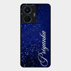 Glitter Customize Glass Case Cover Blue For Vivo T1 44W 4G