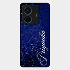 Glitter Customize Glass Case Cover Blue For Vivo T1 Pro 5G