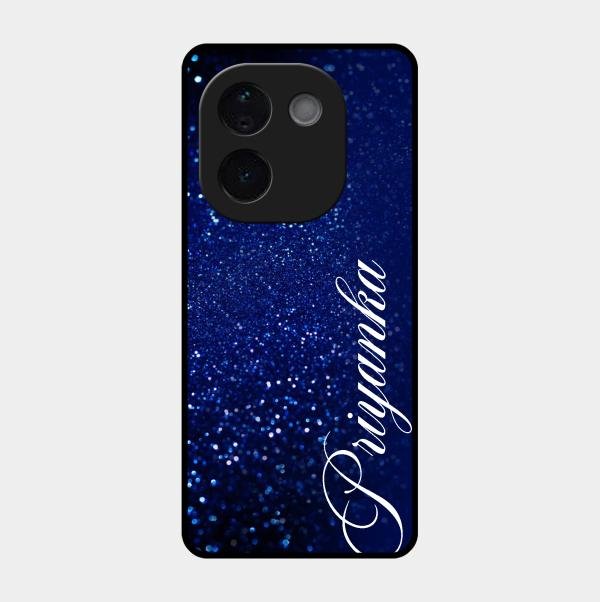 Glitter Customize Glass Case Cover Blue For Vivo T3 Pro 5G