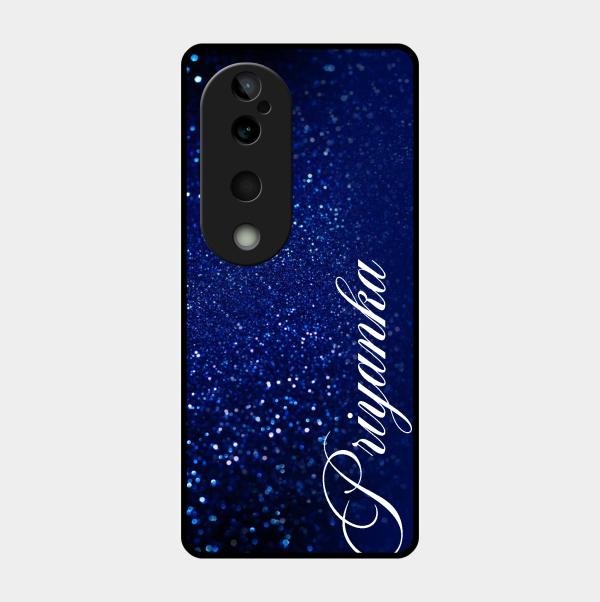 Glitter Customize Glass Case Cover Blue For Vivo T3 Ultra