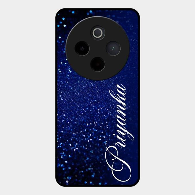 Glitter Customize Glass Case Cover Blue For Vivo T4 5G