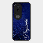 Glitter Customize Glass Case Cover Blue For Vivo T4 Ultra 5G