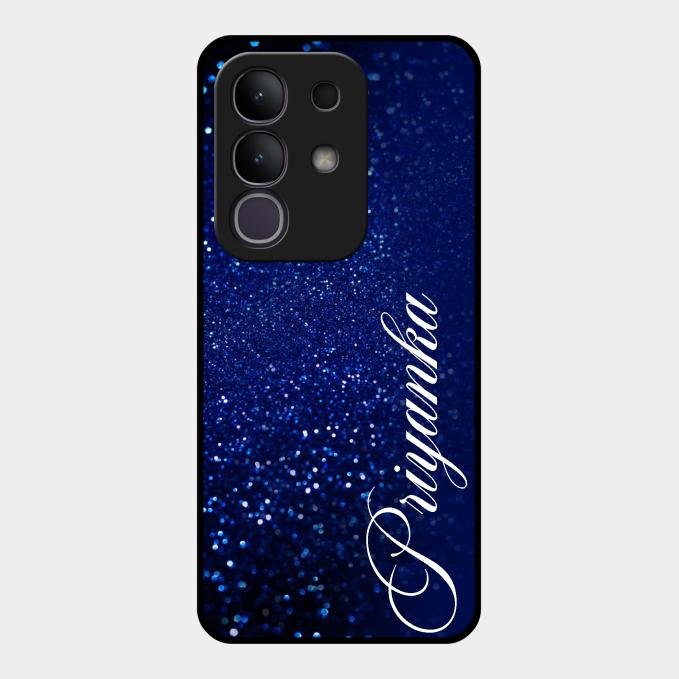 Glitter Customize Glass Case Cover Blue For Vivo T4X 5G