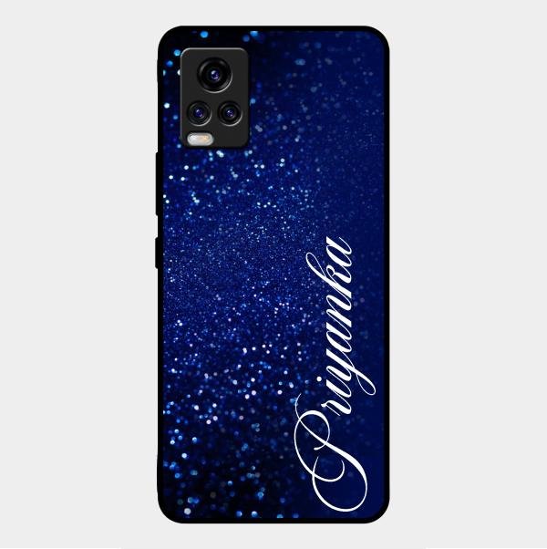 Glitter Customize Glass Case Cover Blue For Vivo V20 Pro 5G