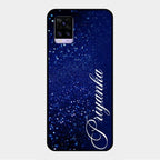 Glitter Customize Glass Case Cover Blue For Vivo V20