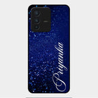 Glitter Customize Glass Case Cover Blue For Vivo V23 5G