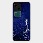 Glitter Customize Glass Case Cover Blue For Vivo V30 5G