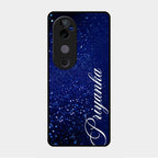 Glitter Customize Glass Case Cover Blue For Vivo V40 Pro 5G