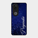Glitter Customize Glass Case Cover Blue For Vivo V50 5G