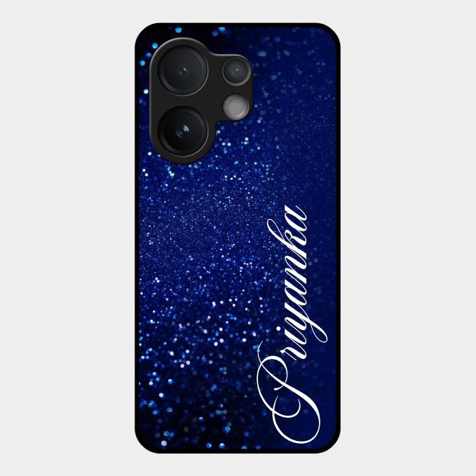 Glitter Customize Glass Case Cover Blue For Vivo V60 5G