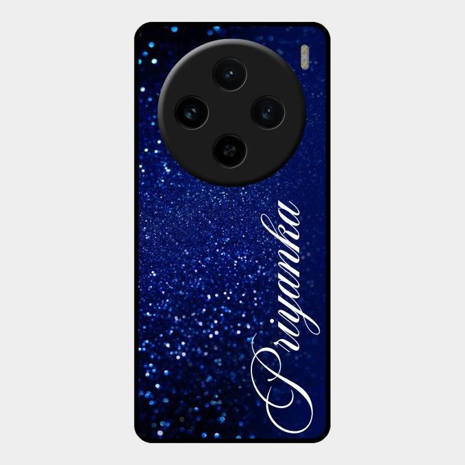 Glitter Customize Glass Case Cover Blue For Vivo X100 5G