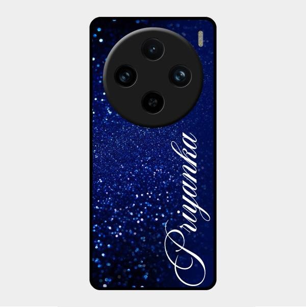 Glitter Customize Glass Case Cover Blue For Vivo X100 Pro 5G