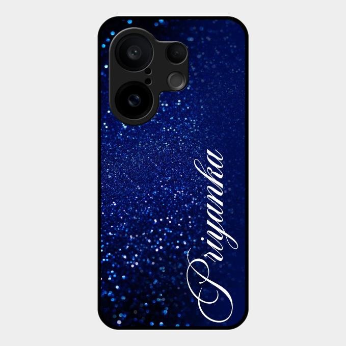 Glitter Customize Glass Case Cover Blue For Vivo X200 Fe 5G