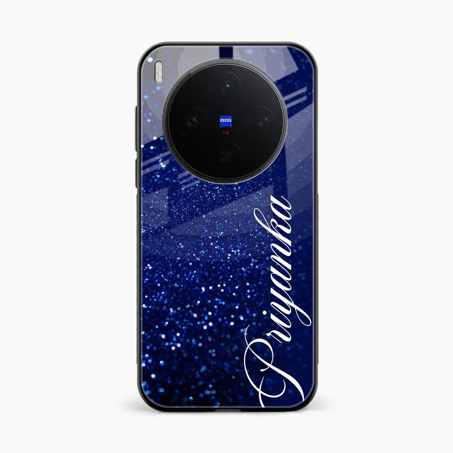 Glitter Customize Glass Case Cover Blue For Vivo X300 5G
