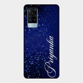 Glitter Customize Glass Case Cover Blue For Vivo X60 5G