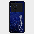 Glitter Customize Glass Case Cover Blue For Vivo X80 5G