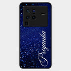 Glitter Customize Glass Case Cover Blue For Vivo X80 Pro 5G