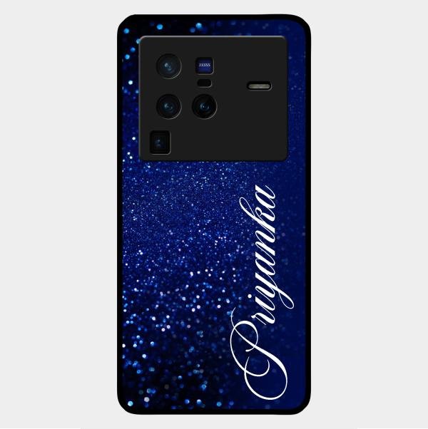 Glitter Customize Glass Case Cover Blue For Vivo X80 Pro 5G