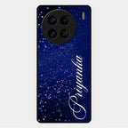 Glitter Customize Glass Case Cover Blue For Vivo X90 Pro 5G