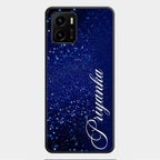 Glitter Customize Glass Case Cover Blue For Vivo Y01