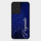 Glitter Customize Glass Case Cover Blue For Vivo Y02T