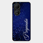Glitter Customize Glass Case Cover Blue For Vivo Y100 5G