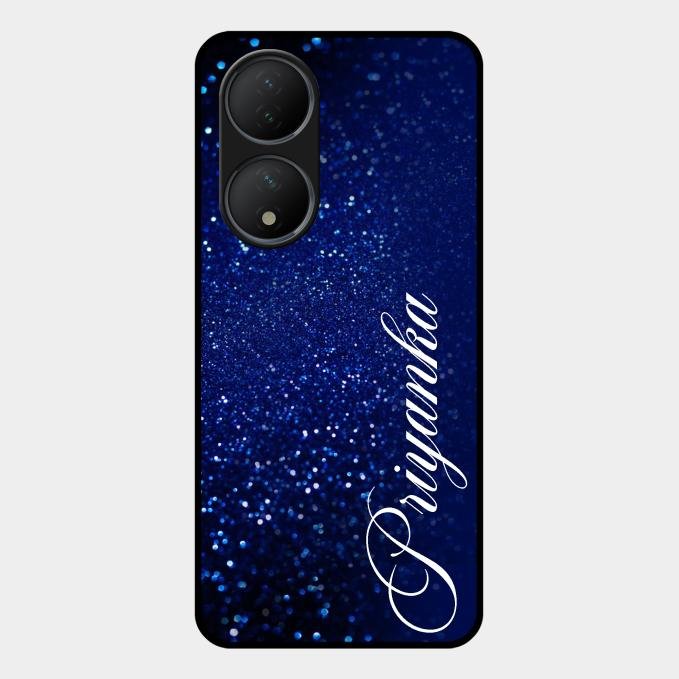 Glitter Customize Glass Case Cover Blue For Vivo Y100A 5G
