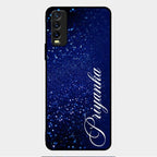 Glitter Customize Glass Case Cover Blue For Vivo Y12G