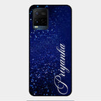 Glitter Customize Glass Case Cover Blue For Vivo Y21E