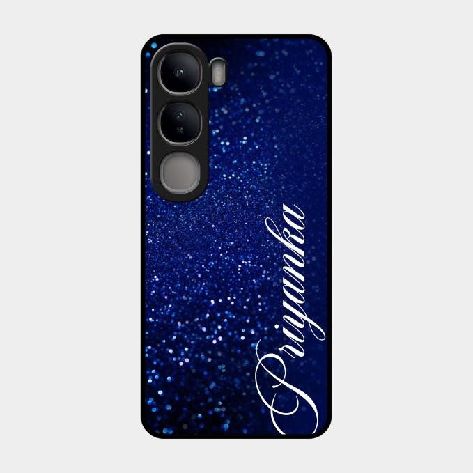 Glitter Customize Glass Case Cover Blue For Vivo Y300 5G