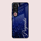 Glitter Customize Glass Case Cover Blue For Vivo Y31 5G