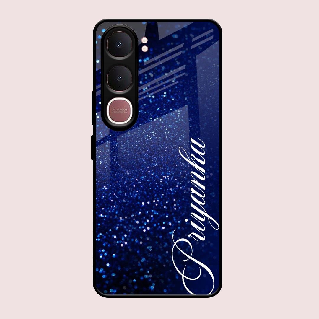 Glitter Customize Glass Case Cover Blue For Vivo Y31 5G